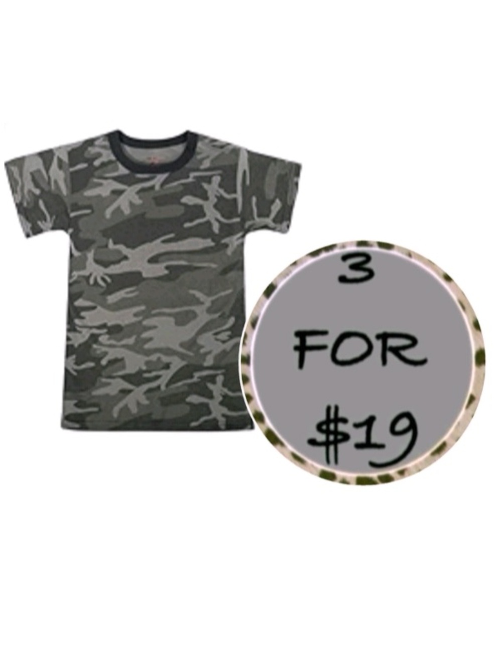 3/$19 Westy MFG Co Camo ringer short sleeve T-shirt